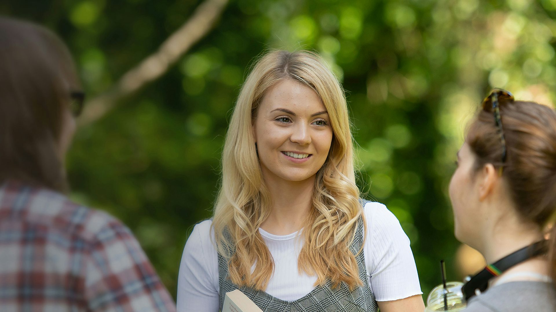 Students with tree background