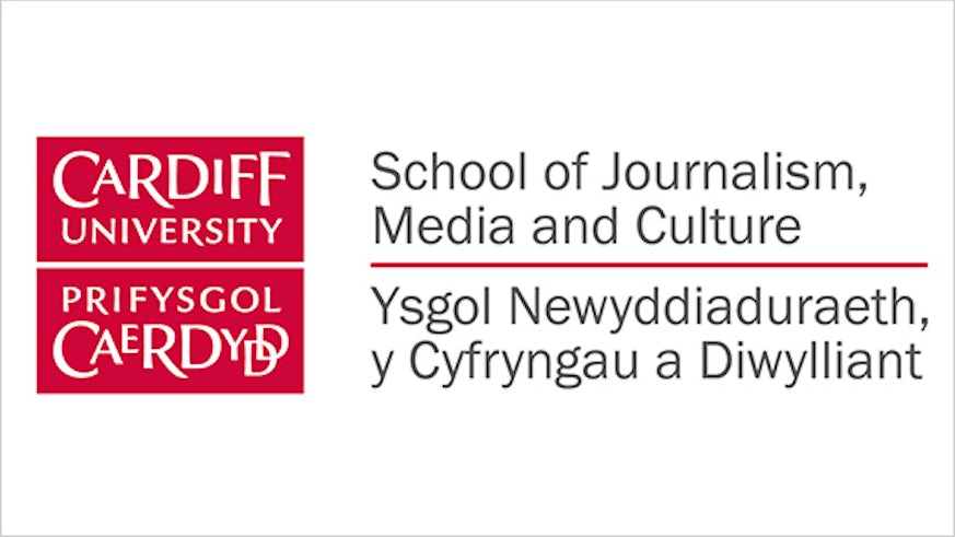 Logo of Cardiff University's School of Journalism, Media and Culture.