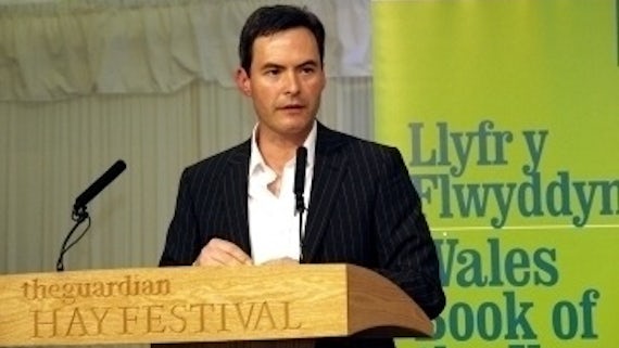 Damian Walford Davies giving talk at Hay Festival