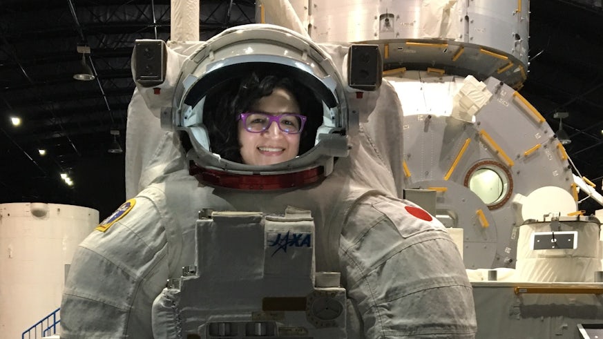 Image of Dr Castano wearing a spacesuit