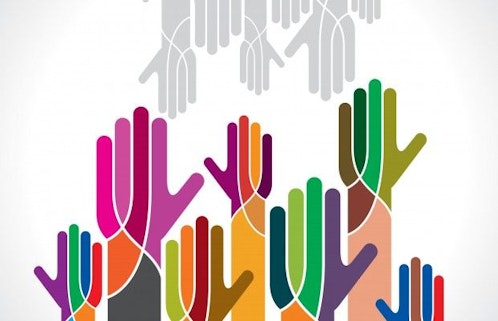 Hands working together to depict people and business