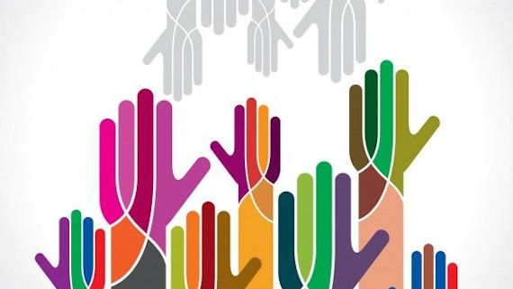 Hands working together to depict people and business