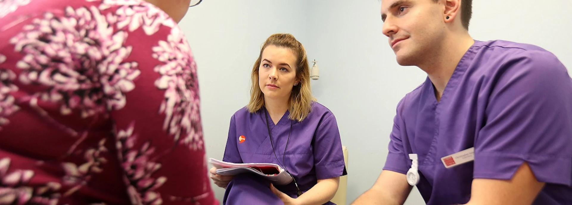 Mental health nursing students in conversation