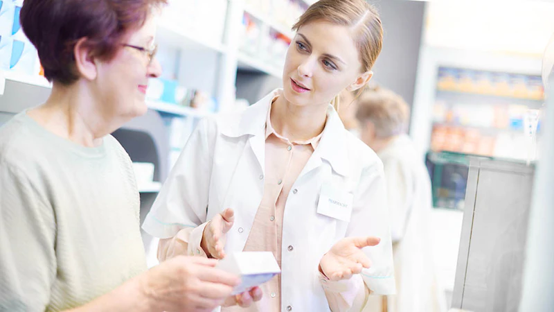 Pharmacist and customer