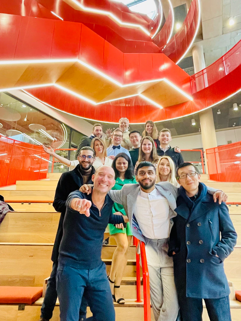 Accelerate people in from of Business Building