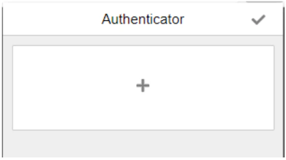Screenshot of the Authenticator add-on window showing the plus icon