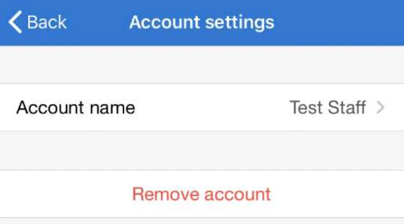 Screenshot of the 'Account settings' screen showing the 'Account name' option