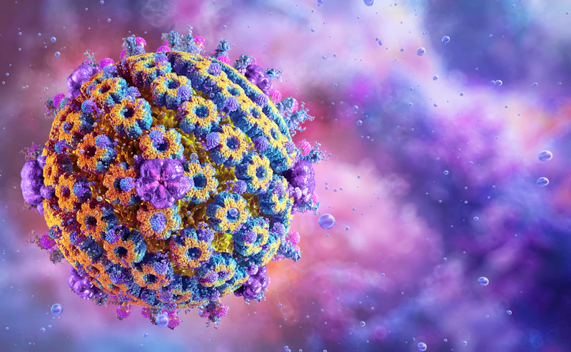 3D graphic of a herpes virus cell