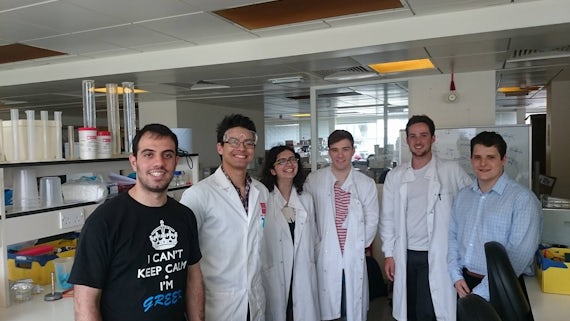 Carrdiff University iGEM team in the laboratory