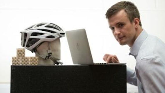helmet and laptop