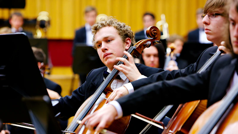 Cardiff University Symphony Orchestra in a socially distanced rehearsal