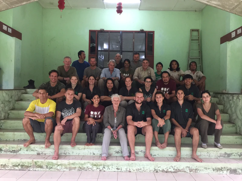 Image of Dame Judy with the staff of the field centre