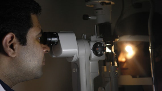 Optometrist in clinic