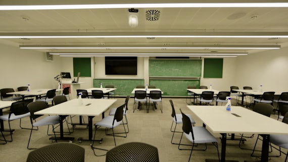 Teaching room with blackboards