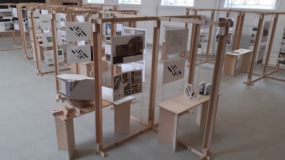 Part of the room layout for the Welsh School of Architecture's summer exhibition