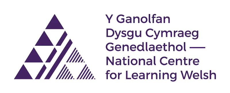 A white logo on a purple background.