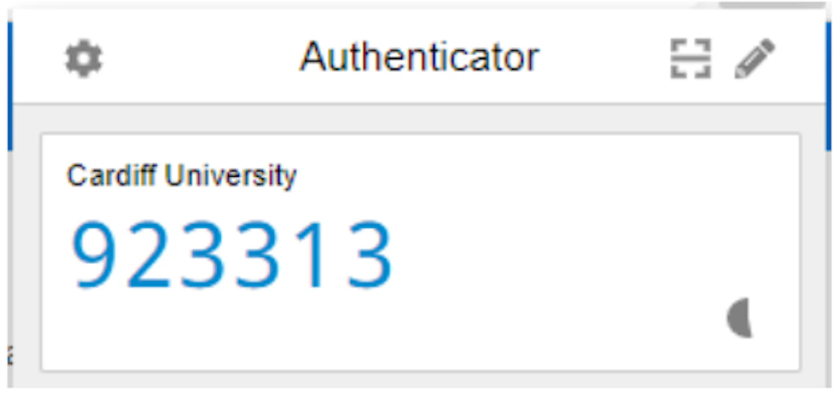 Screenshot of the Authenticator add-on window showing a 6-digit code