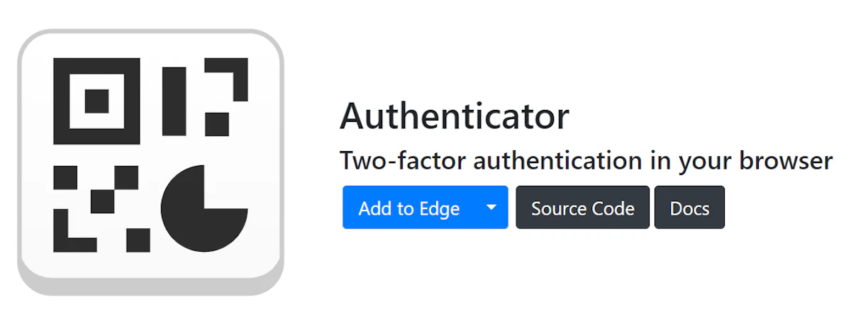 Screenshot of the Authenticator extension in Edge.