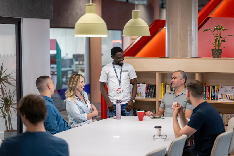 Cardiff Innovations tenants networking in communal space