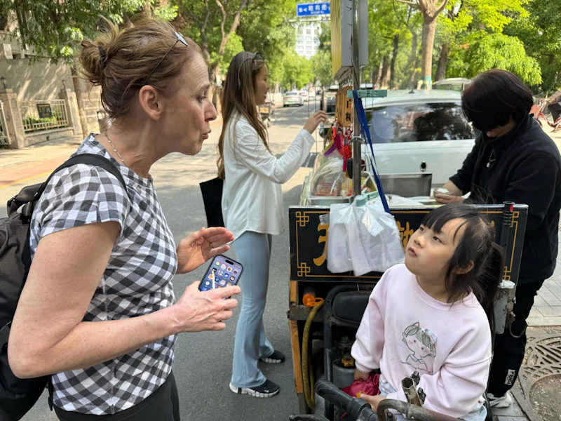 Monika practising her Mandarin skills in China