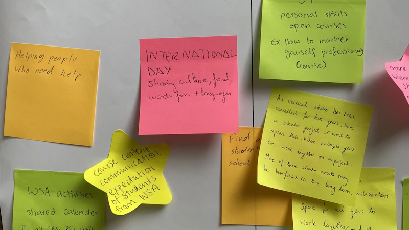 multicoloured post its with inspiring messages about equaliuty, diversity, inclusion