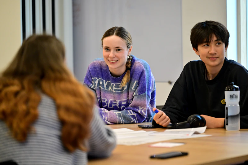 A group of young students studying