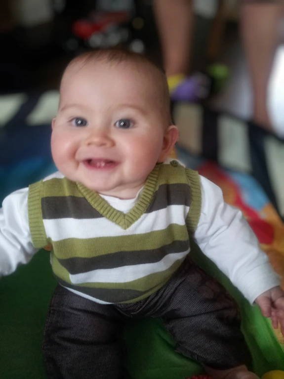 A baby smiling