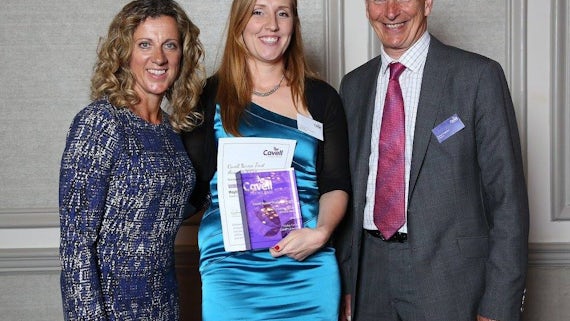 Cardiff student midwife Hayley Forbes receiving her Cavell Award