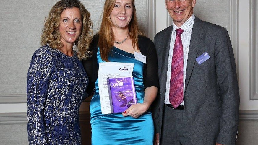 Cardiff student midwife Hayley Forbes receiving her Cavell Award