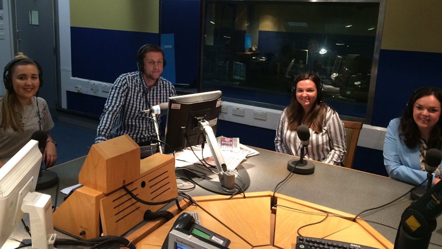 Students in a BBC radio studio
