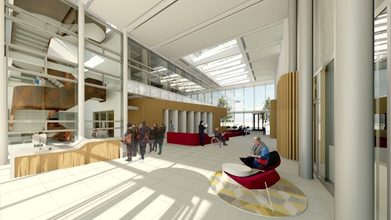 Architect's impression of the interior atrium of the Translational Research Hub.
