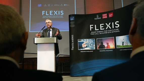 Mark Drakeford speaking at Flexis launch