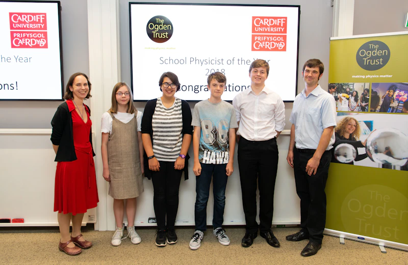 Winners of the Young Physicists of the Year receiving their awards