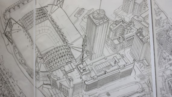 Year 3 exhibition sketch of city centre