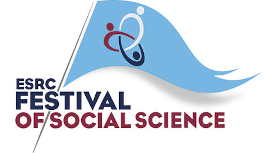 The blue flag logo of the ESRC Festival of Social Science logo
