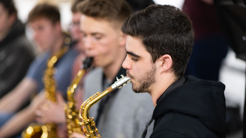 Student playing the saxophone