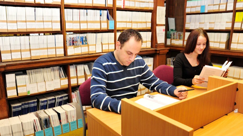 Students in a library