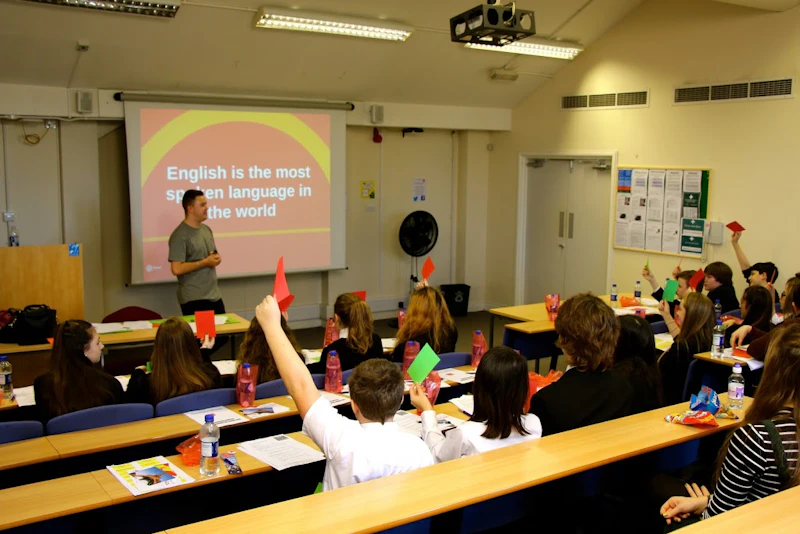 Enthusiastic students participate at the language study day