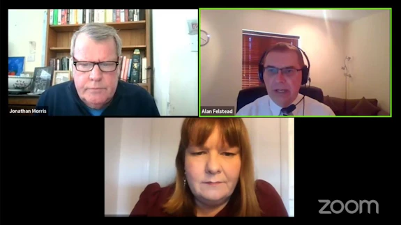 Three people on Zoom call
