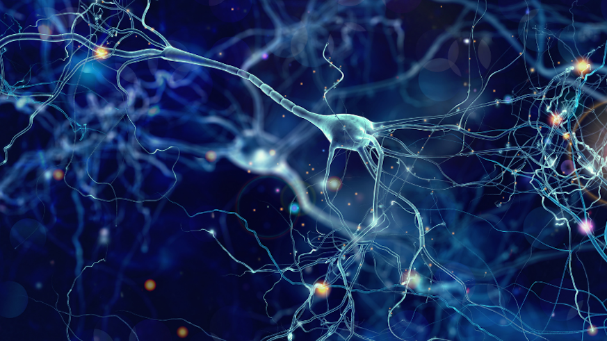illustration of neurons with glowing cells