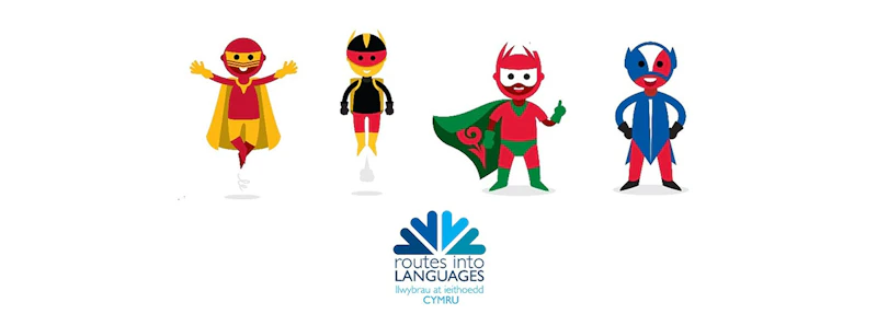 The Routes into Languages Cymru toolkit includes international language superheroes as mascots.