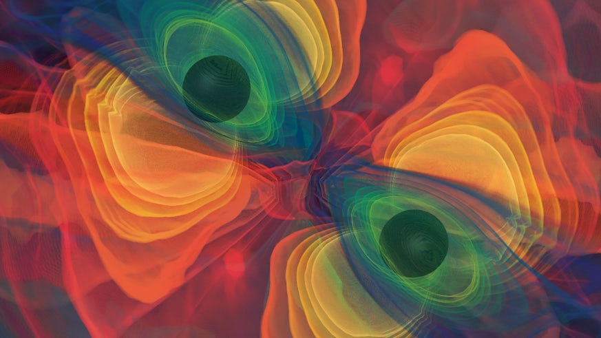 Artistic impression of gravitational wave signal from the merging of two black holes