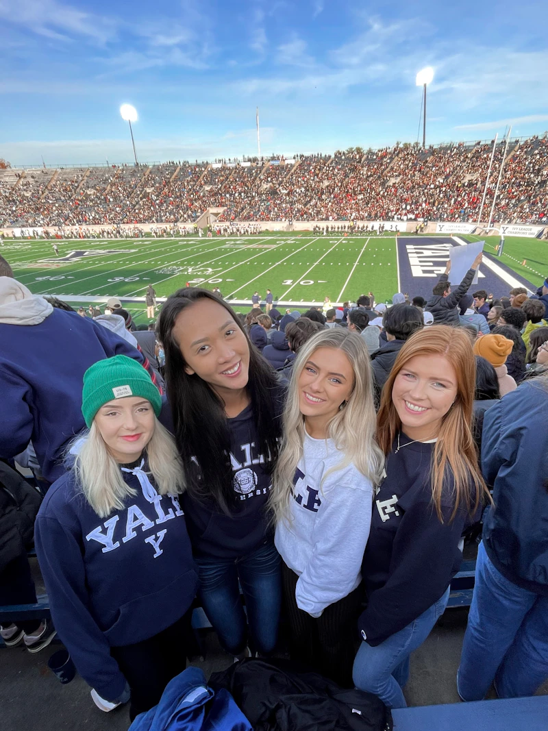 Students at a football game in the US on their semester abroad