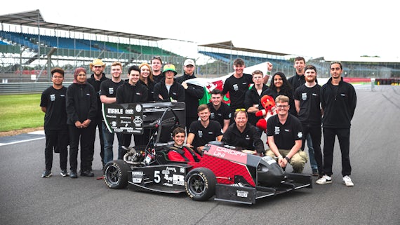 Cardiff Racing team pose with their car
