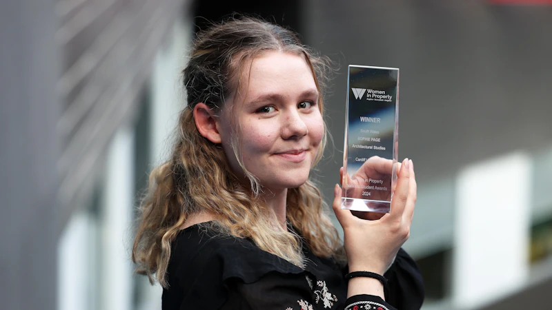 Student Sophie Page with her regional Women in Property student award