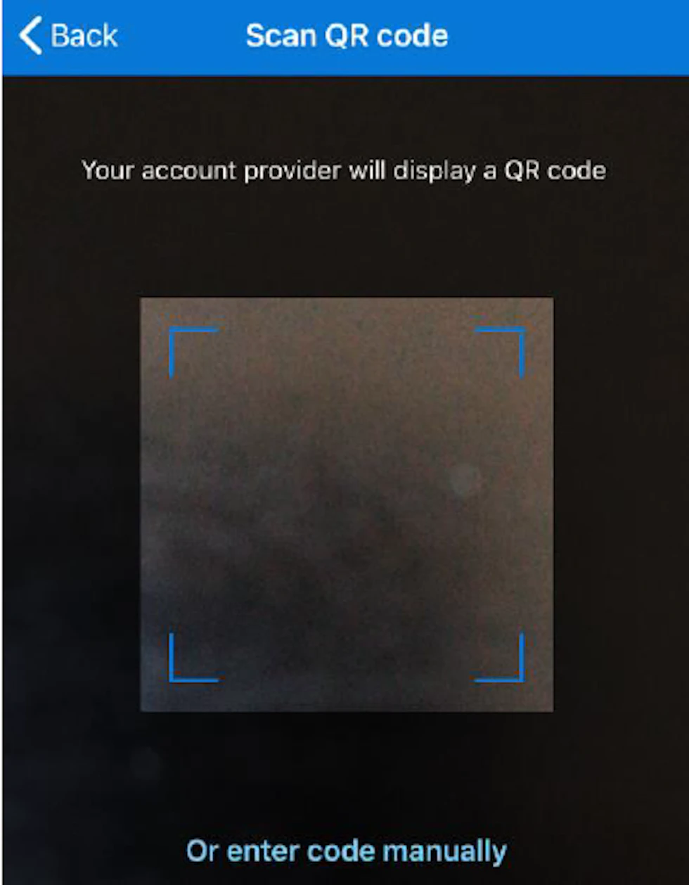 Screenshot of the QR code scan using your phone's camera