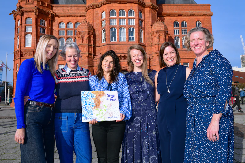 Skye and Luna book launch event - photo is outside the Pierhead building.