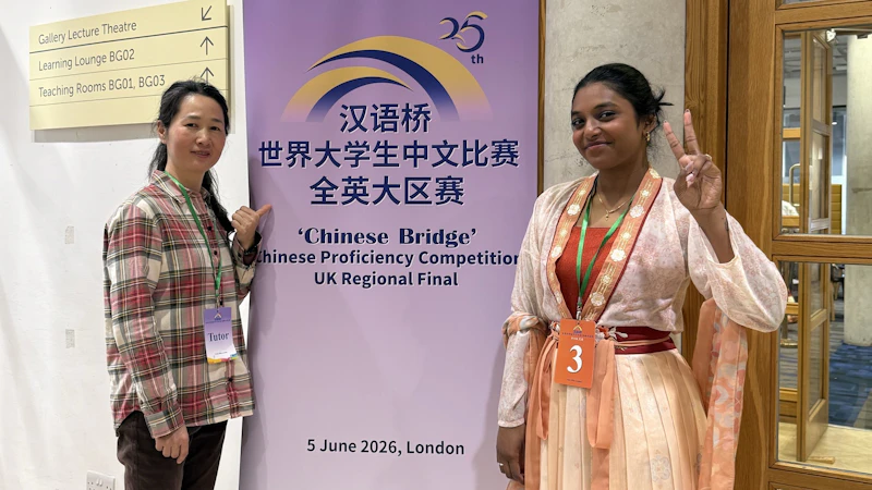 Deeksha Venkatesh (right) with Team Leader and Language Coach, Shaorong Lin