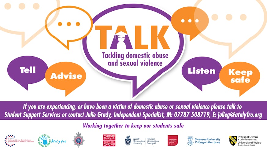 Contact details for the TALK campaign to tackle domestic abuse and sexual violence