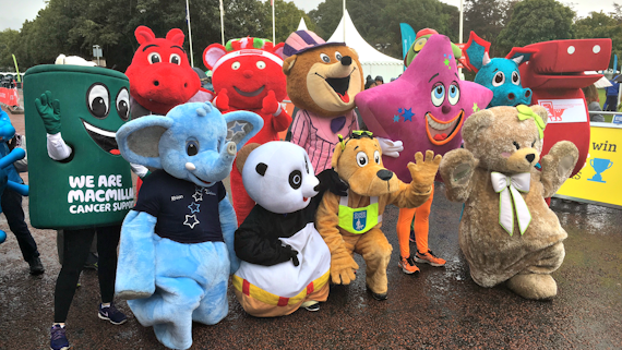Mascots from the Cardiff Half mascot race